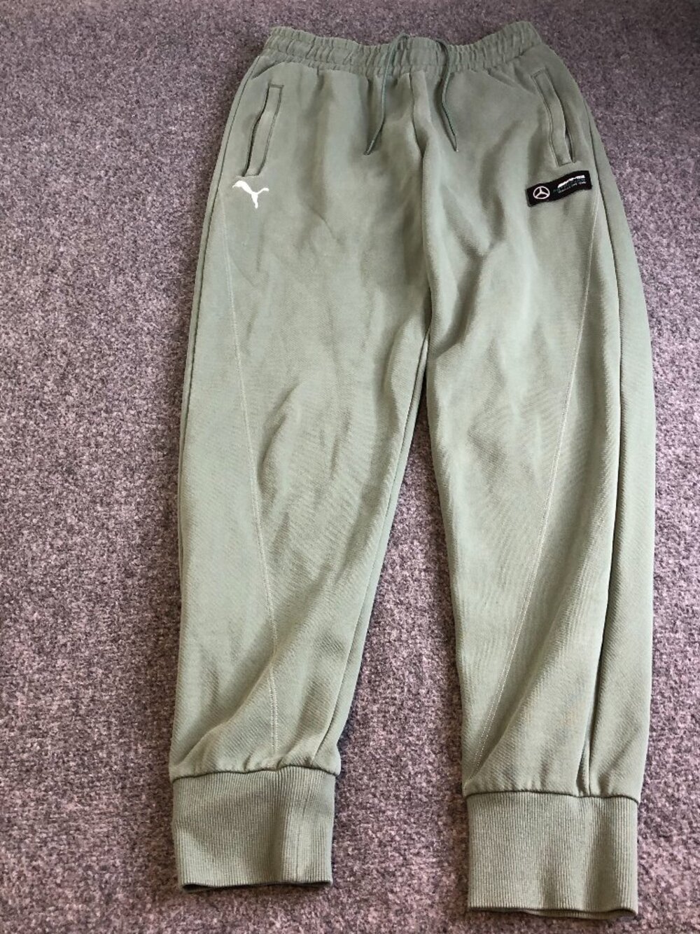 Puma x Mercedes AMG Petronas Sweatpants Mens Small Green F-1 Formula Racing Logo
